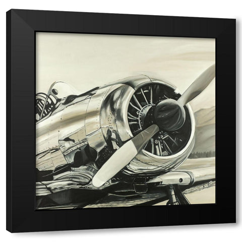 Vintage Aircraft Black Modern Wood Framed Art Print with Double Matting by Atelier B Art Studio