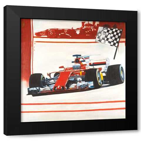 Motorsport Black Modern Wood Framed Art Print with Double Matting by Atelier B Art Studio