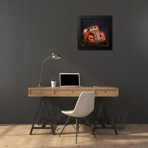 HUMPY OLD CAR BY NIGHT Black Modern Wood Framed Art Print by Atelier B Art Studio