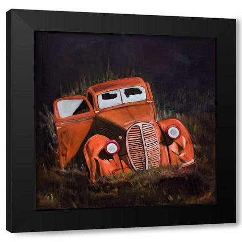 HUMPY OLD CAR BY NIGHT Black Modern Wood Framed Art Print with Double Matting by Atelier B Art Studio