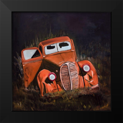 HUMPY OLD CAR BY NIGHT Black Modern Wood Framed Art Print by Atelier B Art Studio