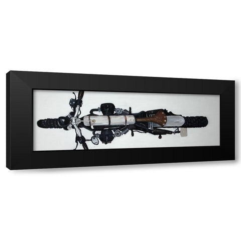 OVERHEAD VIEW OF A MOTORCYCLE Black Modern Wood Framed Art Print with Double Matting by Atelier B Art Studio