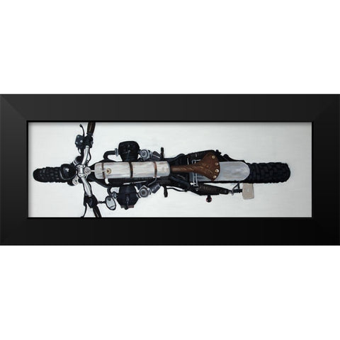 OVERHEAD VIEW OF A MOTORCYCLE Black Modern Wood Framed Art Print by Atelier B Art Studio