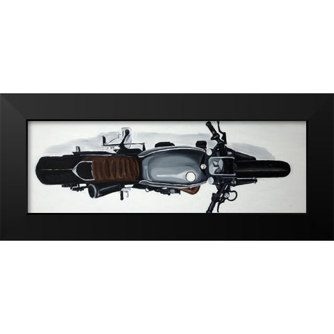 OVERHEAD VIEW OF A MOTORBIKE Black Modern Wood Framed Art Print by Atelier B Art Studio