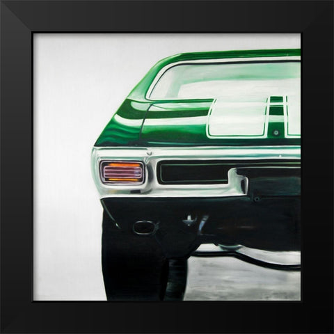 CLASSIC DARK GREEN CAR Black Modern Wood Framed Art Print by Atelier B Art Studio