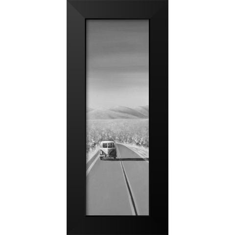 Car on the Road Again Black Modern Wood Framed Art Print by Atelier B Art Studio