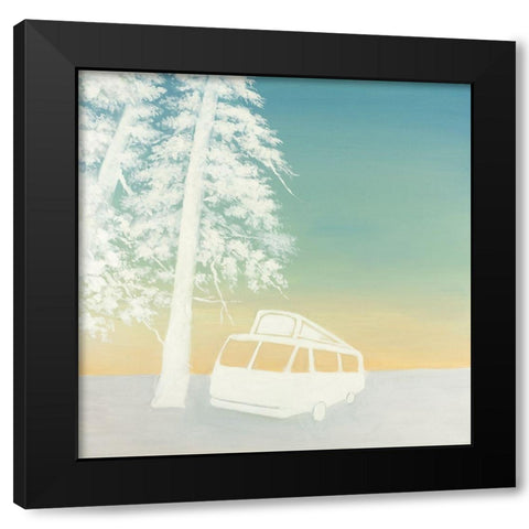 CAMPING Black Modern Wood Framed Art Print with Double Matting by Atelier B Art Studio