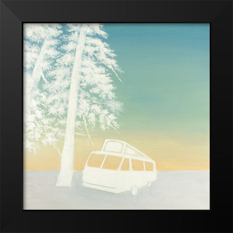 CAMPING Black Modern Wood Framed Art Print by Atelier B Art Studio