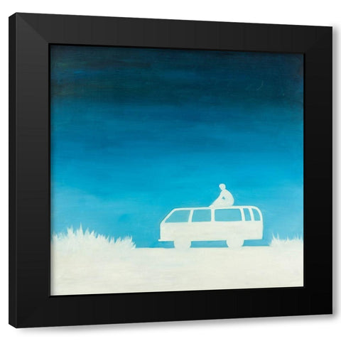 RELAX CAMPING CAR Black Modern Wood Framed Art Print with Double Matting by Atelier B Art Studio