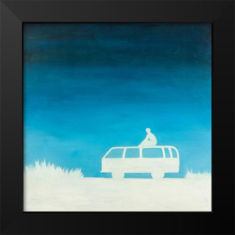 RELAX CAMPING CAR Black Modern Wood Framed Art Print by Atelier B Art Studio