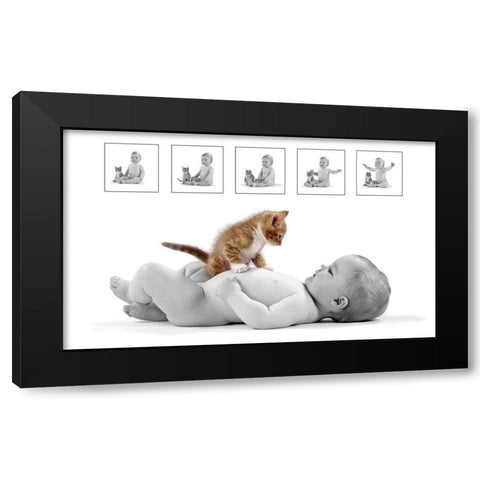 Kitten and baby Black Modern Wood Framed Art Print with Double Matting by Hoenderkamp, Patrick