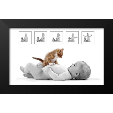 Kitten and baby Black Modern Wood Framed Art Print by Hoenderkamp, Patrick