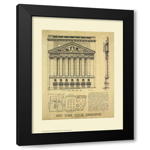 New York Stock Exchange Black Modern Wood Framed Art Print by Vilar, Roger