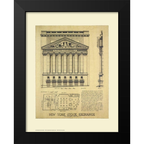 New York Stock Exchange Black Modern Wood Framed Art Print by Vilar, Roger