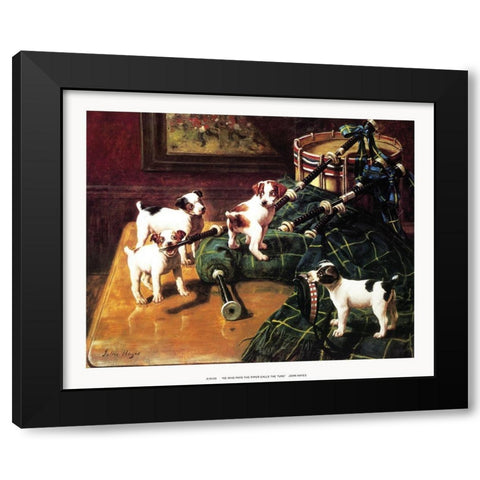 He Who Pays the Piper Black Modern Wood Framed Art Print by Hayes, John