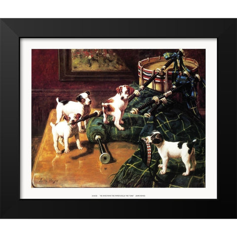 He Who Pays the Piper Black Modern Wood Framed Art Print by Hayes, John