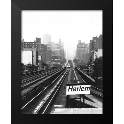 Next Stop Harlem Black Modern Wood Framed Art Print by Fisch, Ellen
