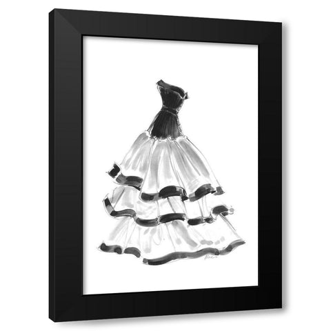 Evening Gown with Ruffles Black Modern Wood Framed Art Print by Amico, Tina