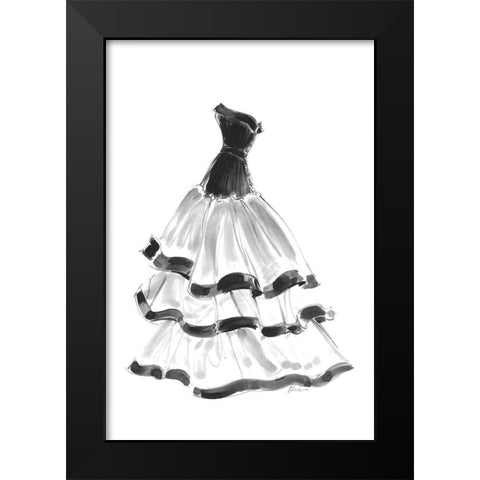 Evening Gown with Ruffles Black Modern Wood Framed Art Print by Amico, Tina