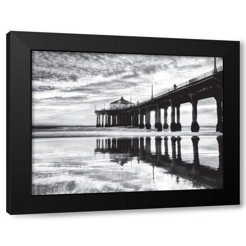 Manhattan Beach Pier, California Black Modern Wood Framed Art Print with Double Matting by Anonymous