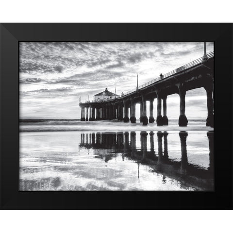 Manhattan Beach Pier, California Black Modern Wood Framed Art Print by Anonymous
