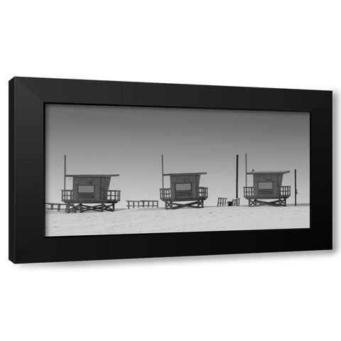 Lifeguard Shacks, Venice Beach Black Modern Wood Framed Art Print with Double Matting by Anonymous