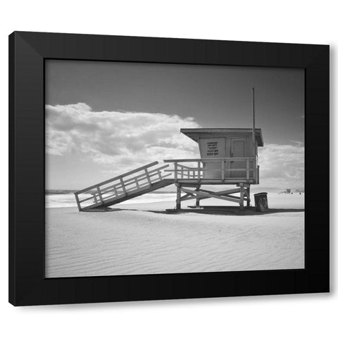 Santa Monica Beach in Color Black Modern Wood Framed Art Print with Double Matting by Anonymous