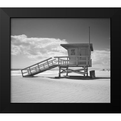 Santa Monica Beach in Color Black Modern Wood Framed Art Print by Anonymous