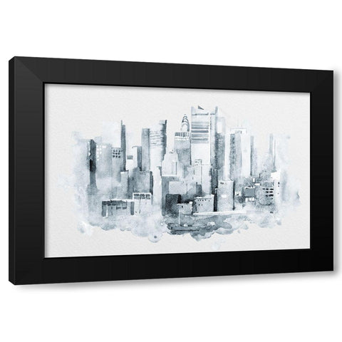 Manhattan Aquarell Black Modern Wood Framed Art Print with Double Matting by Anonymous