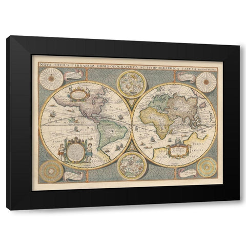 Nova Totius Terrarium, 1642 Black Modern Wood Framed Art Print by Hondius, Jodocus