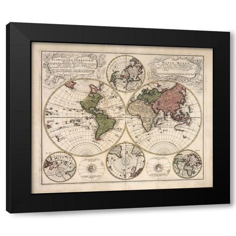 Mappa Universalis Black Modern Wood Framed Art Print by Lowitz, G.M.