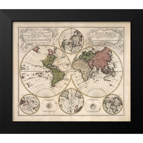 Mappa Universalis Black Modern Wood Framed Art Print by Lowitz, G.M.