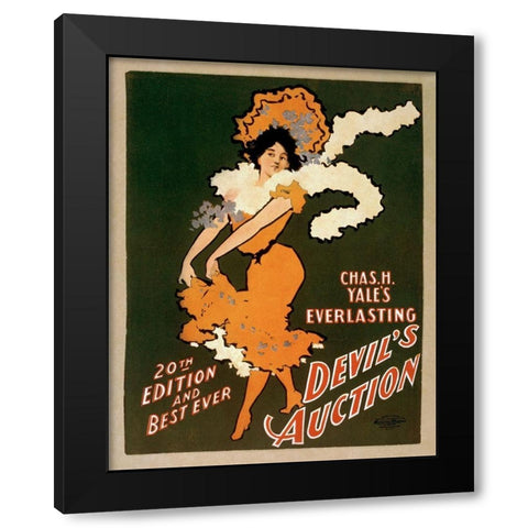 Devil Black Modern Wood Framed Art Print by Vintage Printery