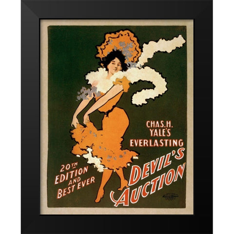 Devil Black Modern Wood Framed Art Print by Vintage Printery