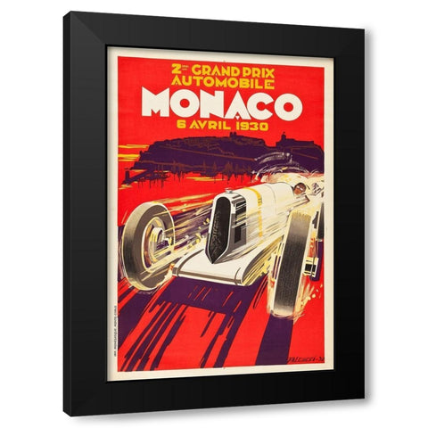 Monaco 1930 Black Modern Wood Framed Art Print with Double Matting by Falcuccci, Robert