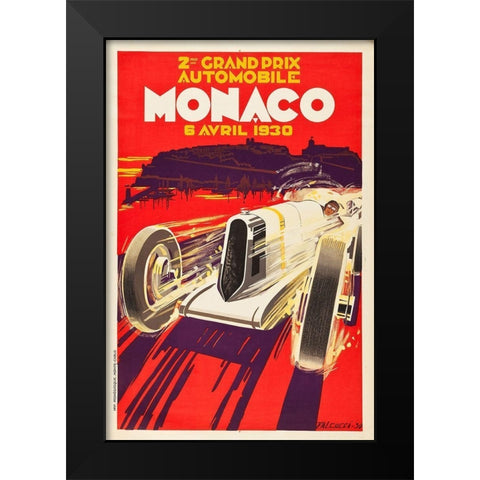 Monaco 1930 Black Modern Wood Framed Art Print by Falcuccci, Robert