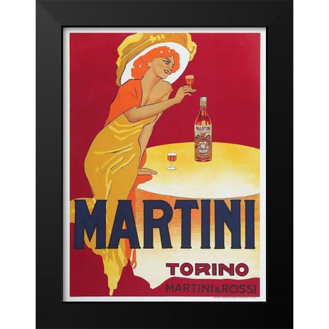 Martini Black Modern Wood Framed Art Print by Dudovich, Marcello