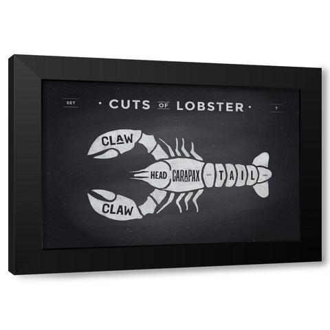 Cuts of Lobster Black Modern Wood Framed Art Print by Foxys Graphics
