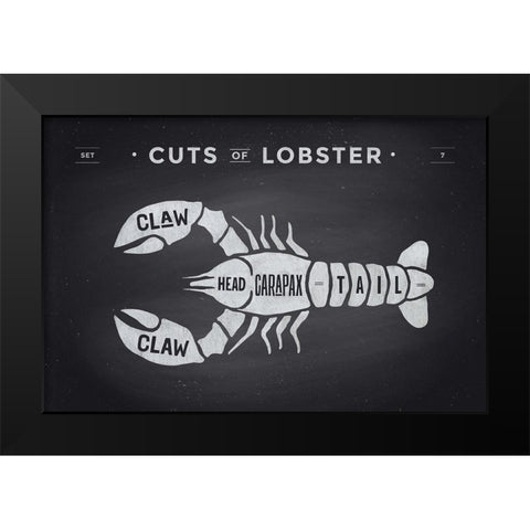Cuts of Lobster Black Modern Wood Framed Art Print by Foxys Graphics