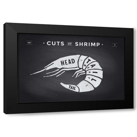 Cuts of Shrimp Black Modern Wood Framed Art Print with Double Matting by Foxys Graphics