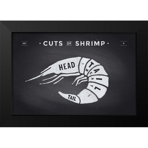 Cuts of Shrimp Black Modern Wood Framed Art Print by Foxys Graphics