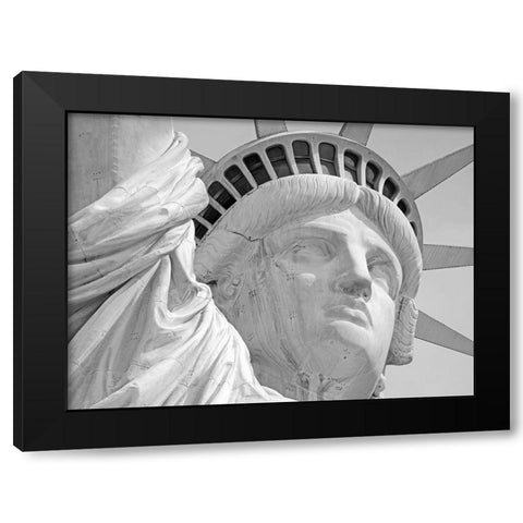 Lady Liberty Portrait Black Modern Wood Framed Art Print with Double Matting by Anonymous