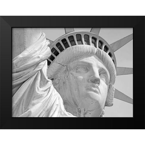 Lady Liberty Portrait Black Modern Wood Framed Art Print by Anonymous