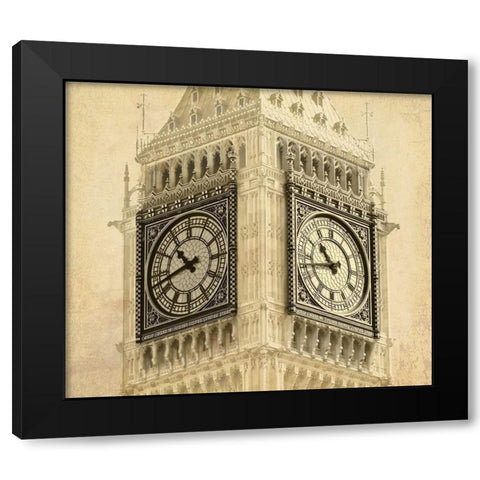 Big Ben Vintage Black Modern Wood Framed Art Print by Anonymous