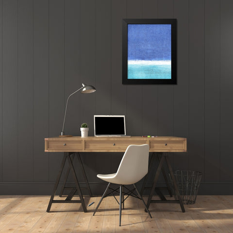 Blue Fields Abstract Black Modern Wood Framed Art Print by Tice, Carollynn