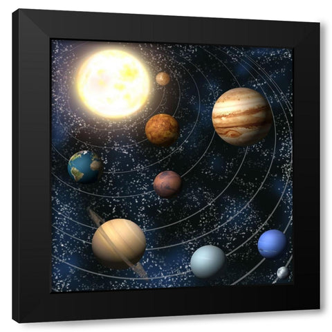 Our Solar System Black Modern Wood Framed Art Print by Georghiou, Christos