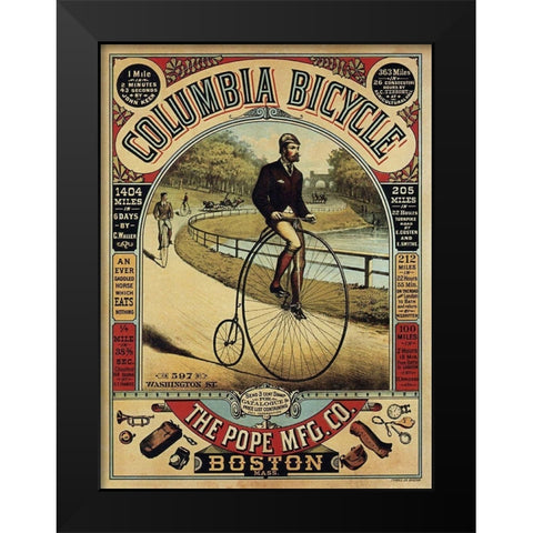 Columbia Bicycle Black Modern Wood Framed Art Print by Anon