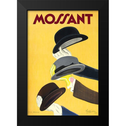 Mossant Hats Black Modern Wood Framed Art Print by Cappiello,Leonetto
