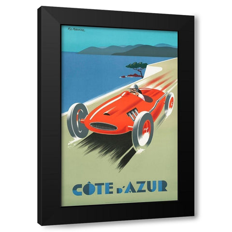 Cote DAzur Black Modern Wood Framed Art Print with Double Matting by Fix Masseau, Pierre