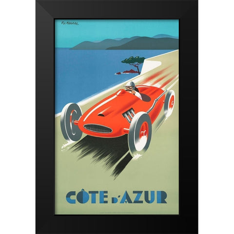 Cote DAzur Black Modern Wood Framed Art Print by Fix Masseau, Pierre